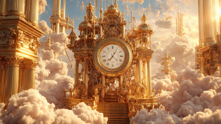 Vintage clock in front of the Palace of Westminster, London, UKの素材