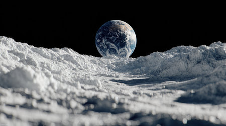 3D rendering of a planet in the snow. Elements of this image furnished by NASAの素材