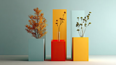 3d render, abstract background, geometric shapes, podiums, modern designの素材