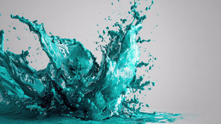 Blue water splash isolated on white background. 3d render illustration.の素材