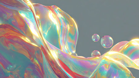 abstract colorful background with water and bubbles. 3d render illustrationの素材