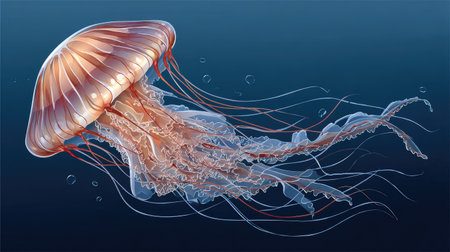 Jellyfish in the ocean. Vector illustration of jellyfish.の素材