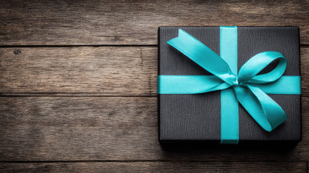 Gift box on wooden background with copy space for your text.の素材