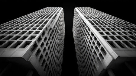3d render of modern architecture. Skyscrapers in the cityの素材