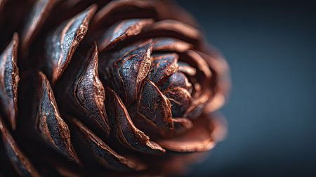 Pine cone on dark blue background. Shallow depth of field.の素材