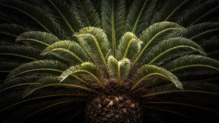 palm tree on black background. 3d render of palm treeの素材