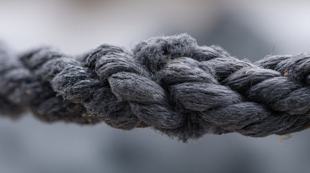 Close up of black rope in the wind, shallow depth of fieldの素材