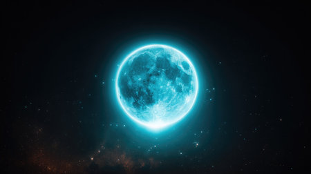 Blue moon in the night sky. Elements of this image furnished by NASAの素材