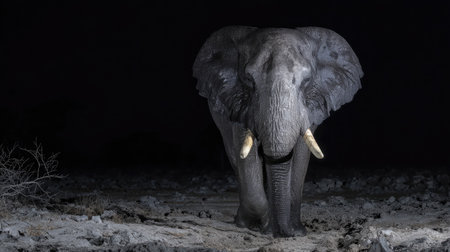 African Elephant (Loxodonta africana) at nightの素材