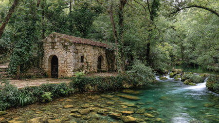Watermill in the forest of the island of Crete, Greeceの素材