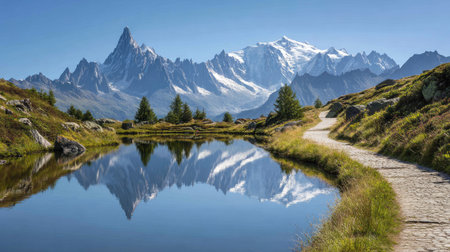 Reflection of Mount Fitz Roy, Los Glaciares National Park, Argentinaの素材