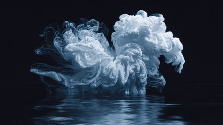 Abstract cloud of ink in water on black background. Toned.の素材