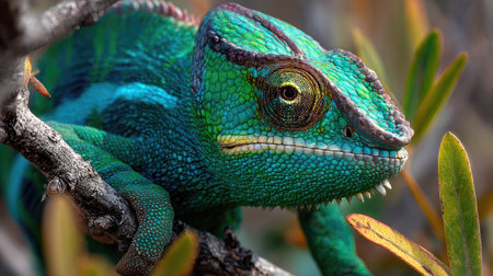 Close up of a veiled chameleon - Furcifer pardalisの素材