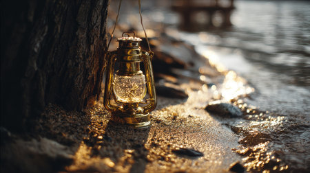Lantern on the beach in the evening. Travel and tourism conceptの素材