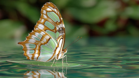 Butterfly in the water with green background,butterflyの素材