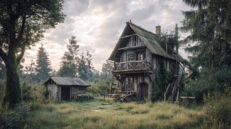 Old wooden house in the village. Russia, Karelia.の素材