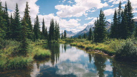 Mountain river in Glacier National Park, Montana, United States.の素材
