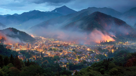 Panoramic view of the city of Gansu, Chinaの素材