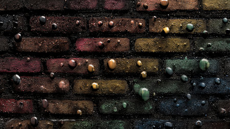 Old brick wall with drops of water. Abstract background for design.の素材