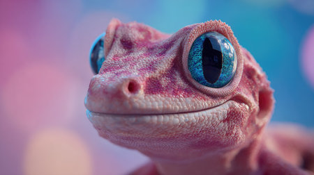 Close up of a pink leopard gecko (hemidactylus)の素材
