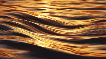 abstract background of the golden water surface with waves and ripplesの素材
