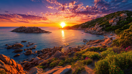 Sunset on the coast of Costa Brava, Catalonia, Spainの素材