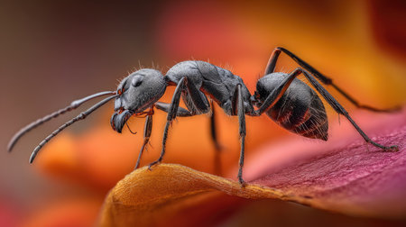 Macro shot of an ant on a flower petal. Shallow depth of fieldの素材