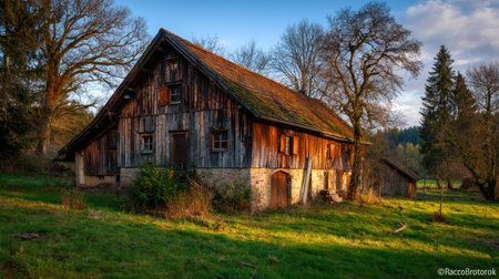 Old barn in the countryside of Bavaria, Germany, Europe.の素材