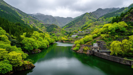 Landscape view of Arashiyama river in Kyoto, Japanの素材