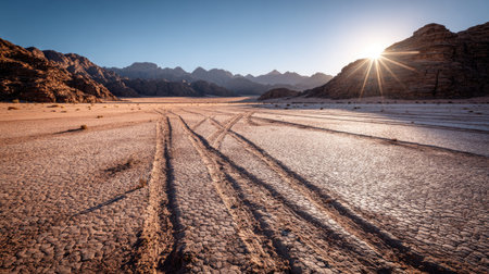 in the wadi rum desert of jordan  sand and mountainの素材