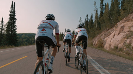 The annual annual summer cycling event is held in Yosemite National Park.の素材