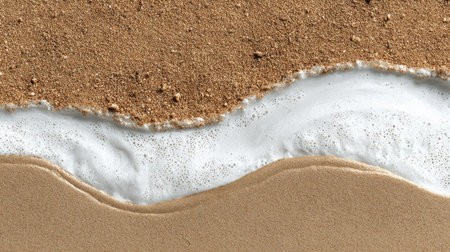 Sand and wave background. Top view. Copy space for text.の素材
