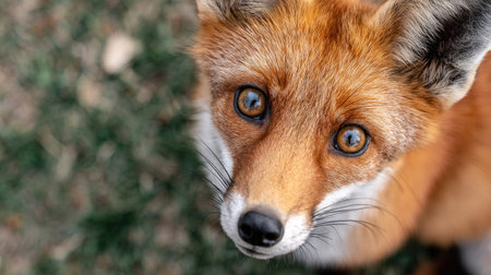 Portrait of a red fox with big eyes in the park.の素材