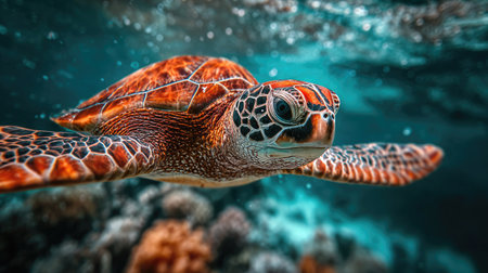 Hawaiian Green Sea Turtle (Chelonia mydas)の素材