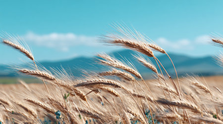 Wheat field on a sunny day. Shallow depth of field.の素材