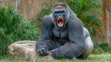 Gorilla is a large primate of the genus Gorilla.の素材