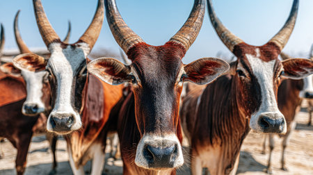 Cows on the farm. Portrait of a herd of cows.の素材