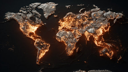 Highly detailed 3D rendering of planet Earth with light effects.の素材