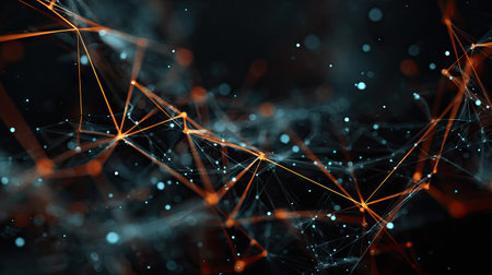 3d rendering of abstract technology background with connecting dots and lines. Network conceptの素材