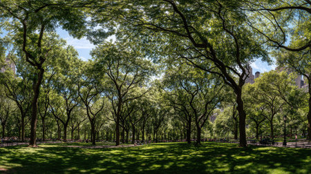 Green trees in a park, New York City, United States.の素材