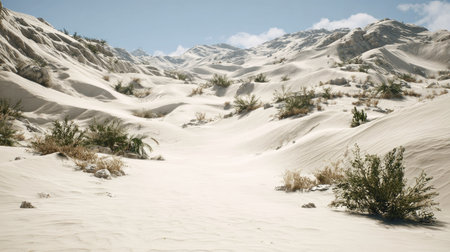 White Sands National Monument is a field of white sand dunes composed of gypsum crystals.の素材