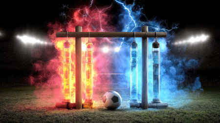 Cricket match in the stadium. 3D illustration. Elements of this image furnished by NASAの素材