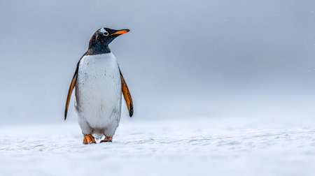 Gentoo penguin (Pygoscelis papua) on the iceの素材