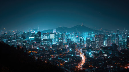 Beautiful architecture building taipei city skyline at night in Taiwanの素材