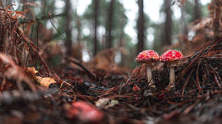 Fly agaric (Amanita muscaria) in the forestの素材