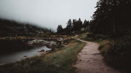 Hiking trail in the mountains. Tatra National Park, Poland.の素材