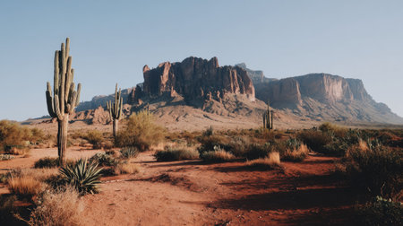 Saguaro National Park in Arizona, United States. Panoramaの素材