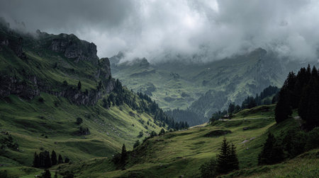 Mountain landscape in the Swiss alps, Switzerland, Europe.の素材