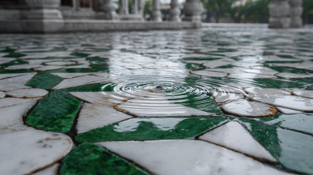Reflection of the Temple of Heaven in the water, Bangkok, Thailandの素材