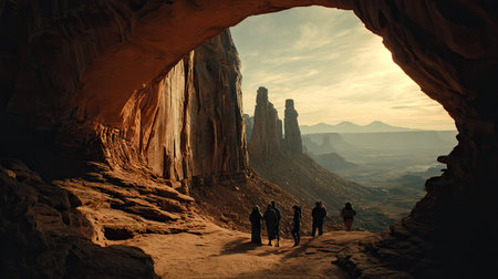 Tourists in Canyonlands National Park, Utah, United States.の素材